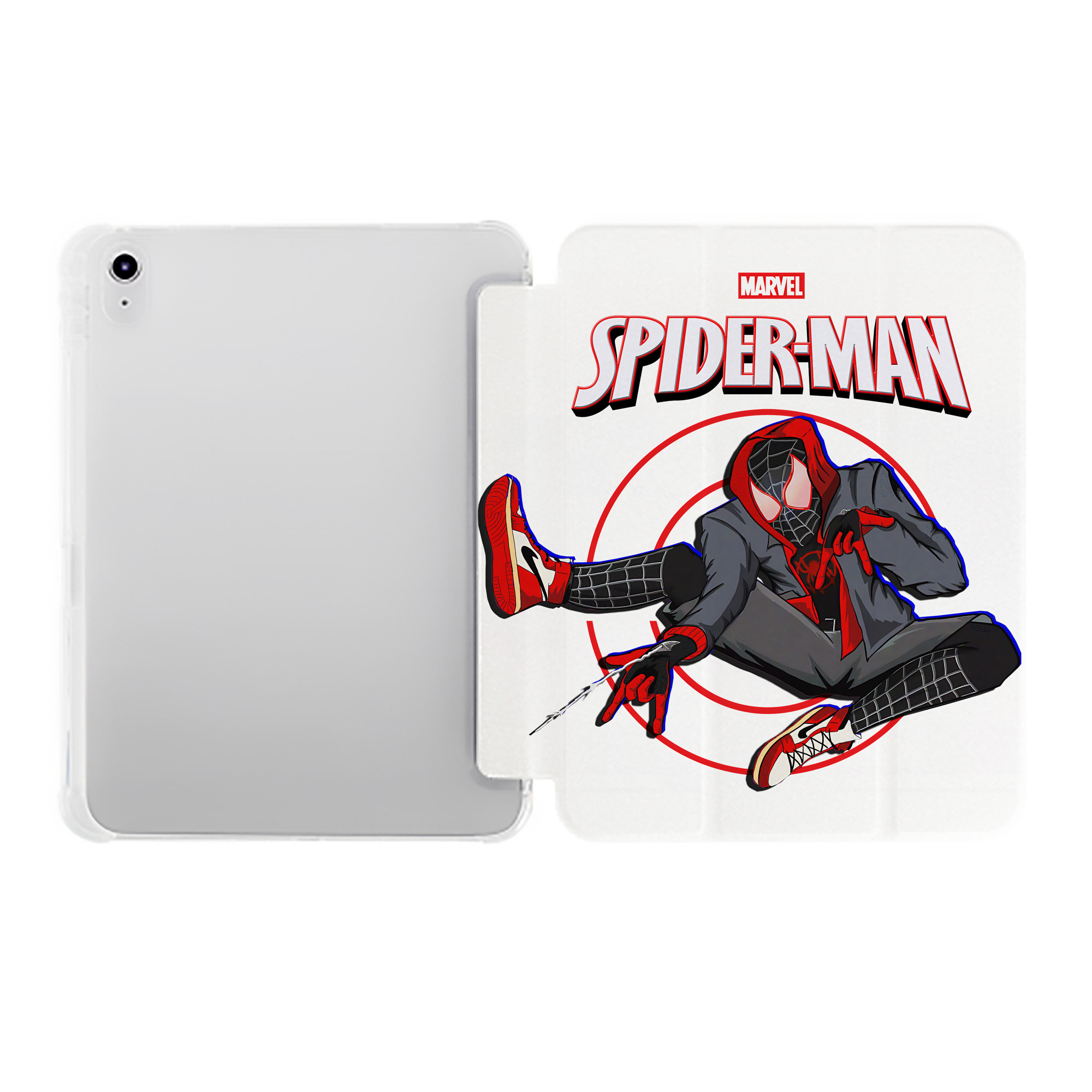 （画像用） Spider Man スパイダーマン IPad ケース ペン収納付き 三つ折りスタンド PUレザー×シリコン 対応機種9.5/10.5/10.9インチ